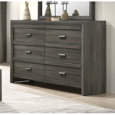 Mobilier de chambre à coucher 1 tiroir rustique contemporain à 6 tiroirs de rangement à finition grise rustique