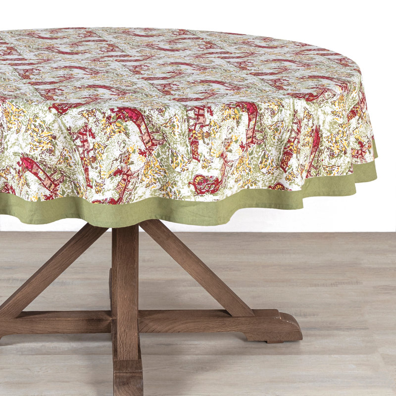 Nappe Leihum, 70 po rond, Vert/rouge