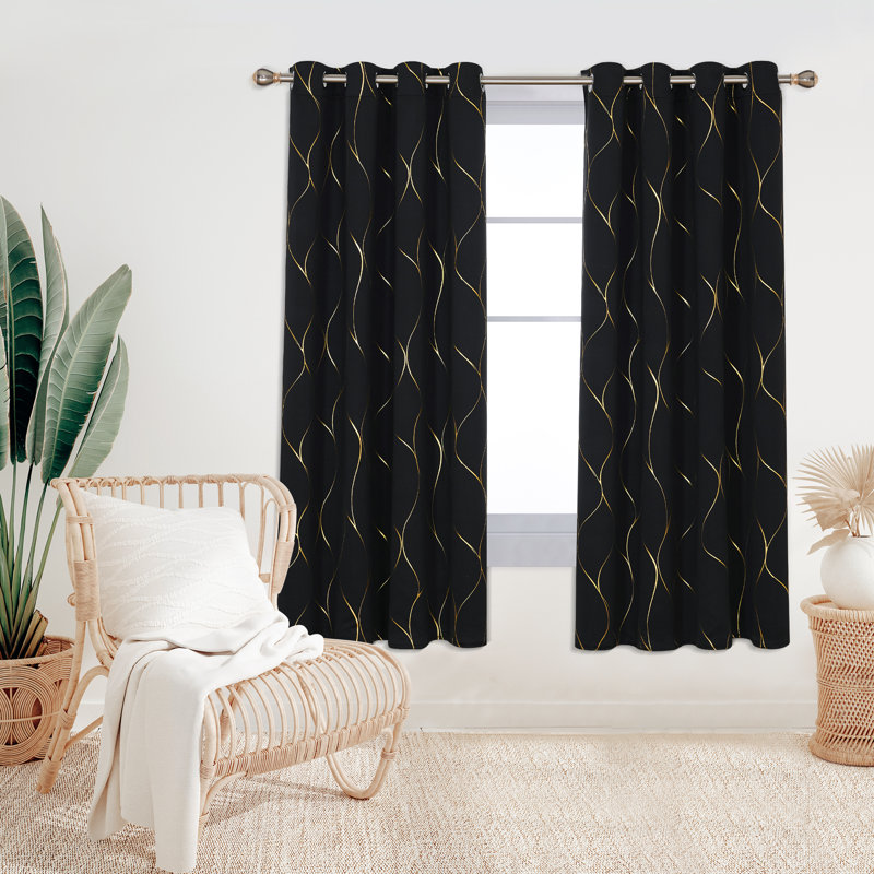 Valmar Blackout Curtain Pair, Black, Width 132 x Drop 214cm