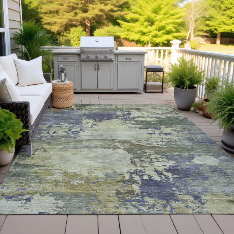 Tapis mauve lavable à la machine intérieur / extérieur Xhevrie, Rectangle 9 pi x 12 pi