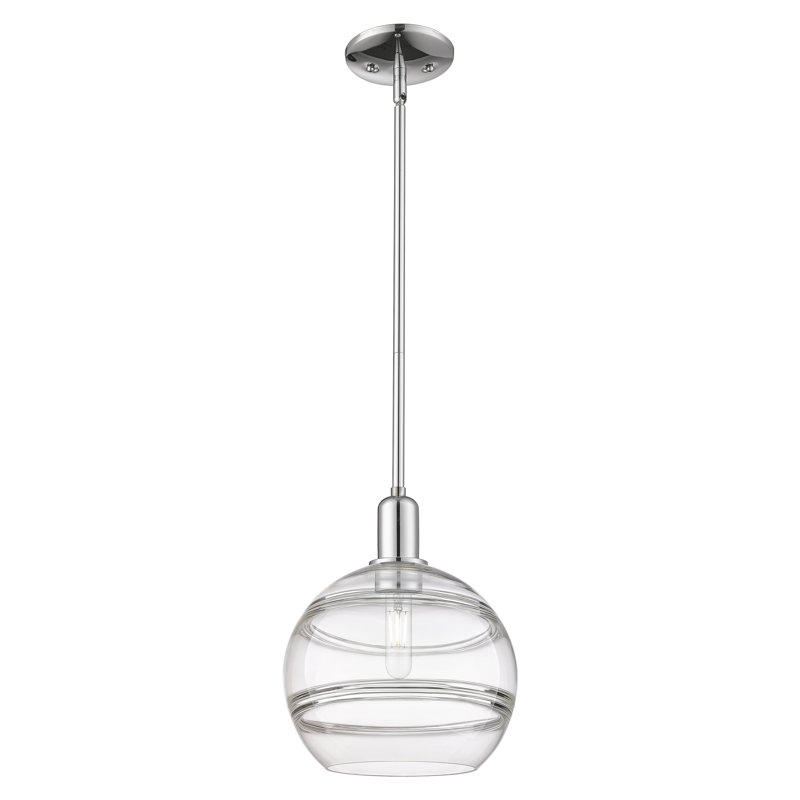 Arcadia - Amariyon - Mini-luminaire suspendu avec tige 10 po 1 lumière, Chrome poli, H 12,25 po x l 10 po x P 10 po, Clair