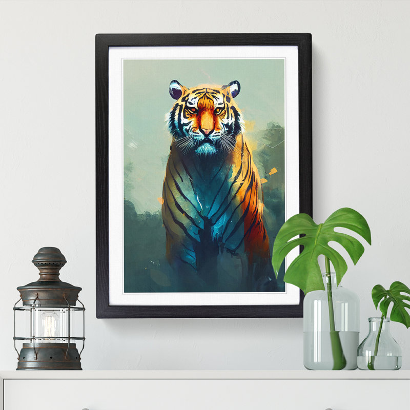 FRM-V0523-2511X Tiger Painted Vol.1 - Single Picture Frame Print, 64cm H x 46cm W x 2cm D, Black