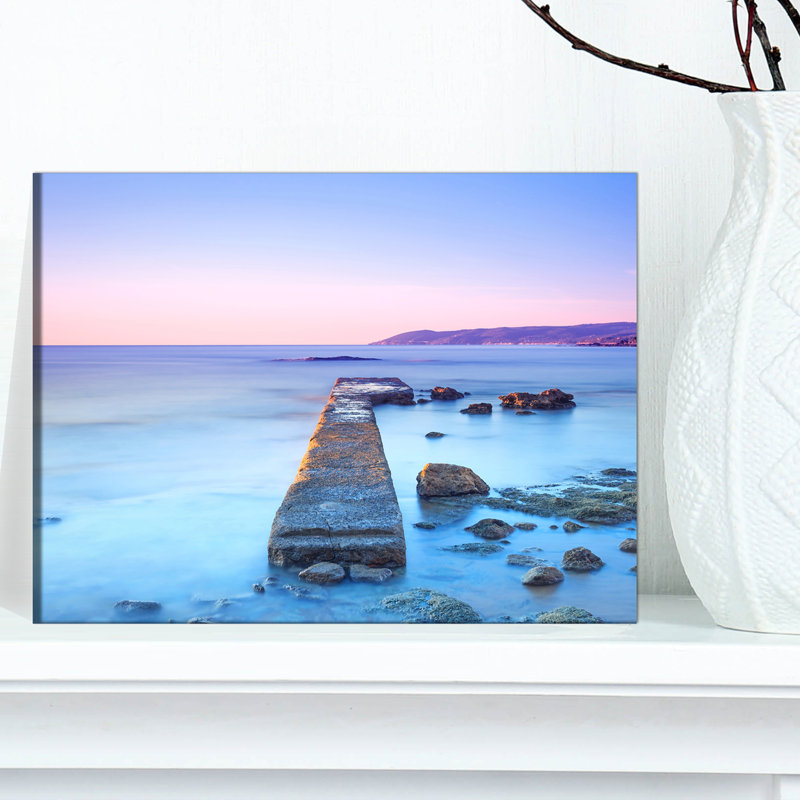 Photographie sur toile tendue - Mer et ciel mauves, H 8 po x l 12 po x P 1 po