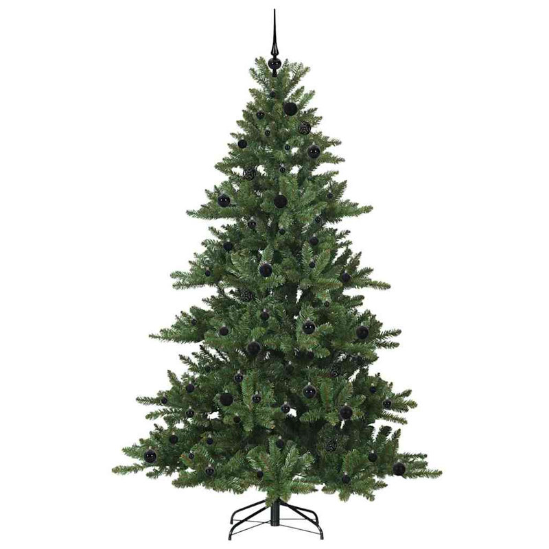 Artificial Hinged Christmas Tree with 300 LEDs, 6.89' H, Green/Black