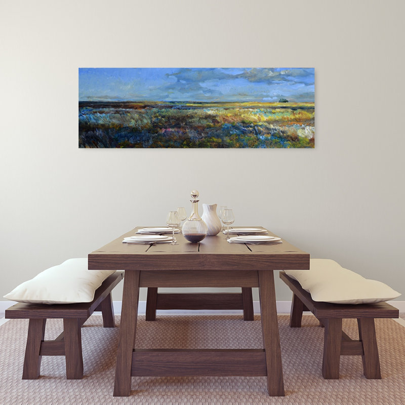 Vaste paysage de prairie coloré paisible paysage serein nature, art mural, H 48 po x l 16 po