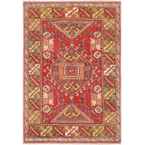 Canvello Vintage Oushak Red Lamb's Wool Area Rug- 4'1" X 6'