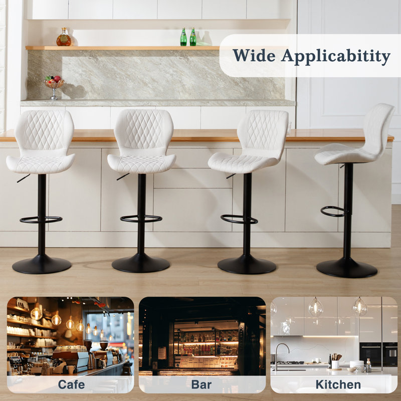 Tabouret de bar pivotant à hauteur réglable, 4, Beige