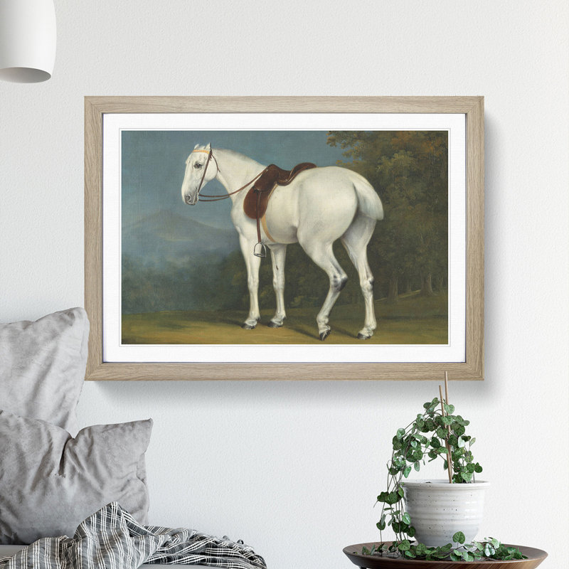 A Lady's Grey Hunter Horse by Jacques-Laurent Agasse - Picture Frame Painting, 27cm H x 36cm W x 2cm D, Oak Framed