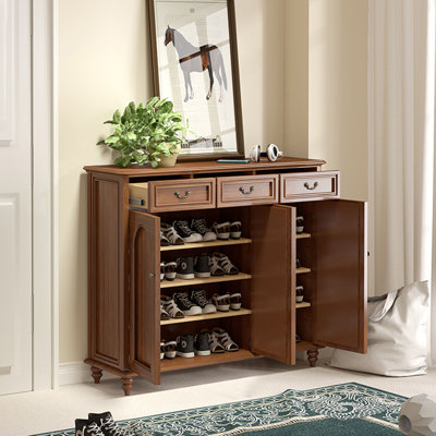 Walnut Solid Wood Shoe Storage Bench