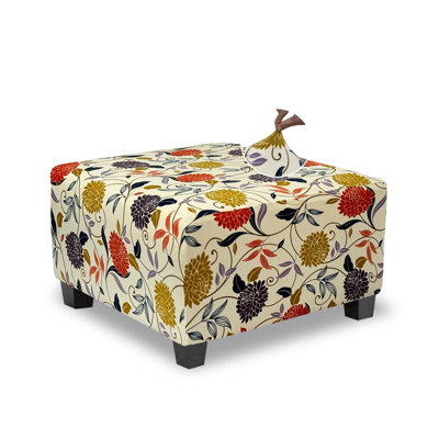Housse de repose-pieds, housse de tabouret extensible carrée pour repose-pieds, housse de tabouret de protection pour repose-pieds avec fond élastique antidérapant (grand, fleur B)