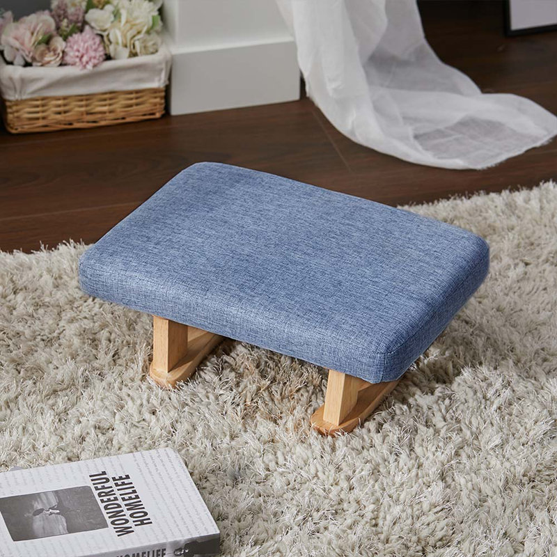 Rosie 40cm Wide Rectangle Solid Colour Ottoman, Blue