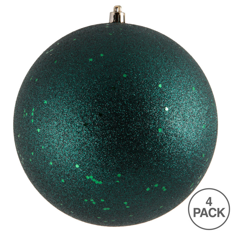 Holiday Décor Ball Ornament, 6" H x 6" W x 6" D, Midnight Green