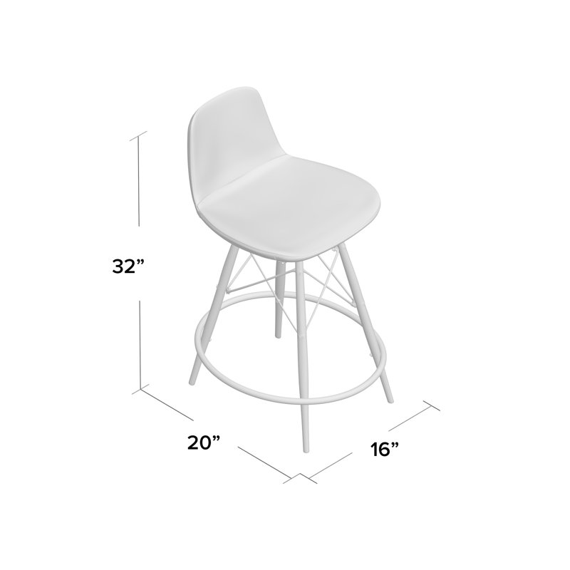 Nohlan Upholstered Counter Stool with Metal Frame, Dark Gray