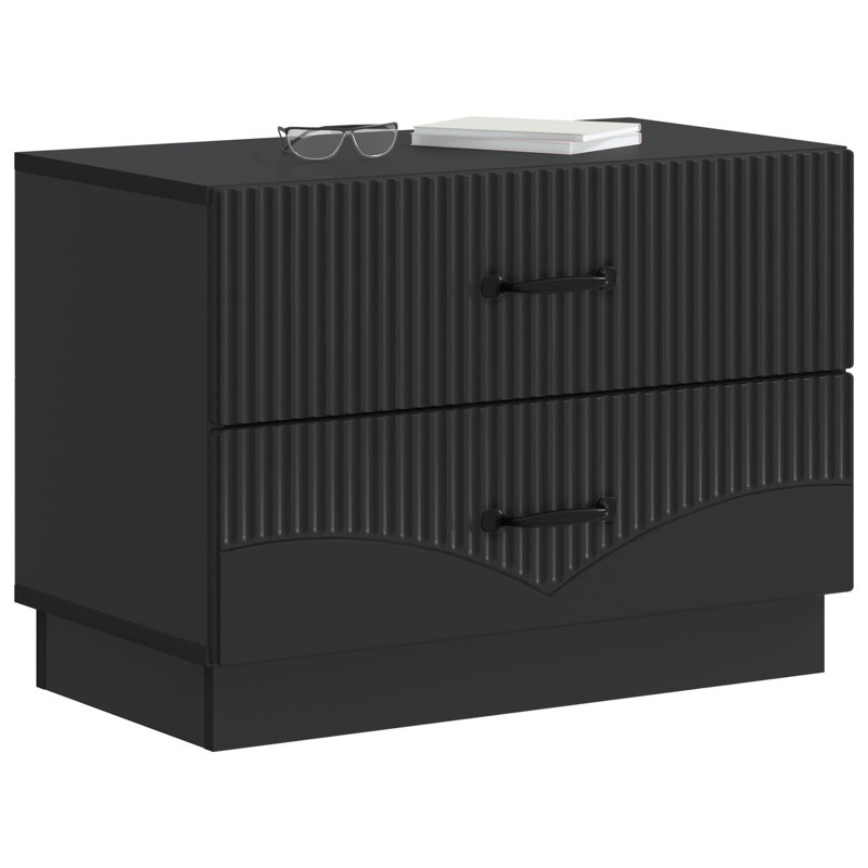 62cm W Manufactured Wood Bedside Table, Black