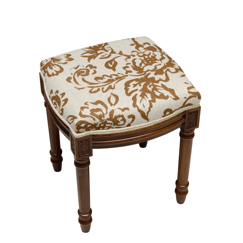 Tabouret de coiffeuse en lin Camey, Noyers, Caramel