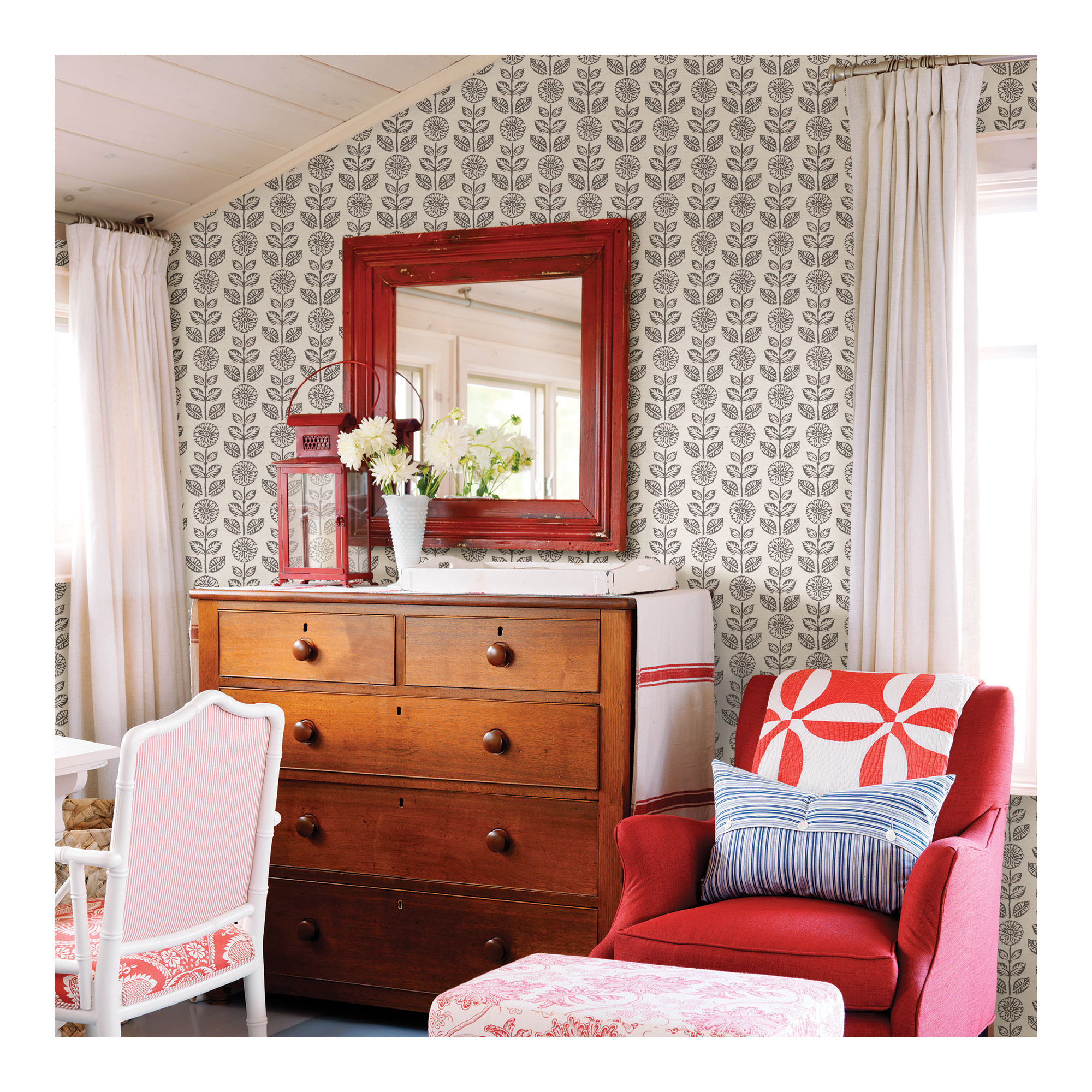 Sydney Folk Wallpaper Roll, Dark Brown