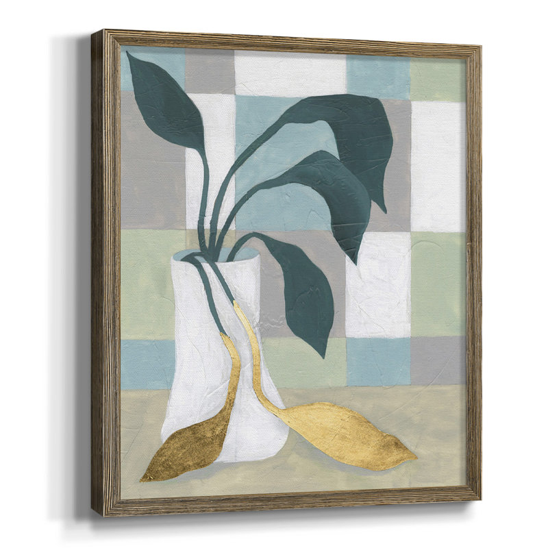 «Triple Block Print I», reproduction encadrée, Pas de tapis, Toile avec cadre noyer