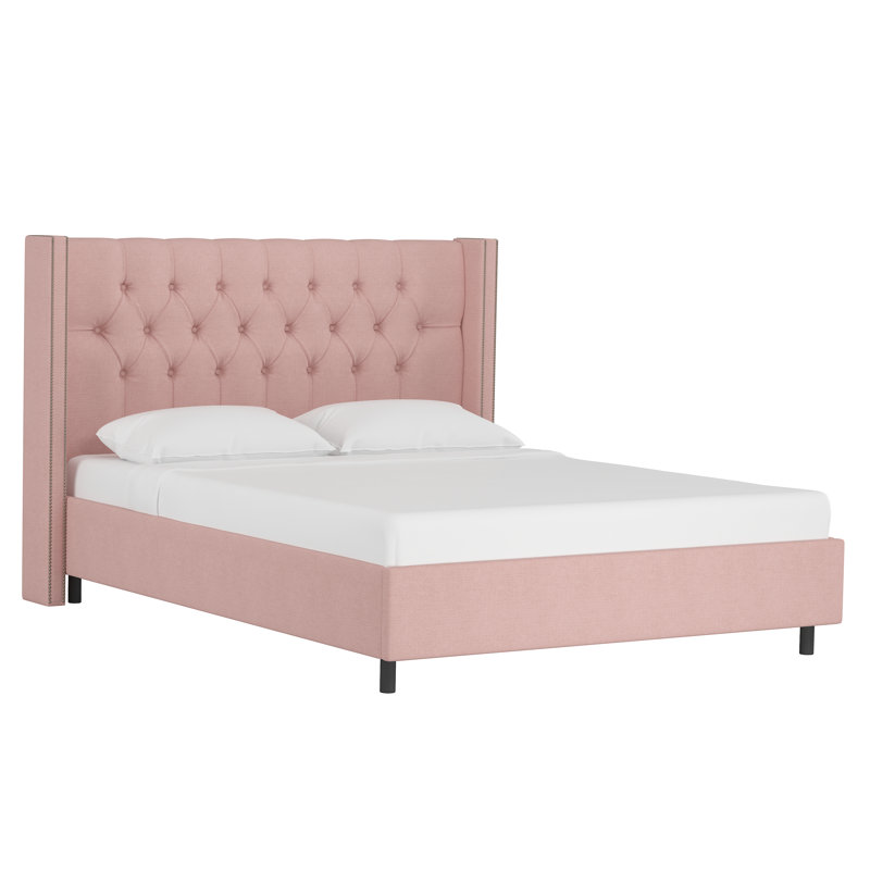 Georgiana Upholstered Wingback Bed, Classic Blush Linen, Full