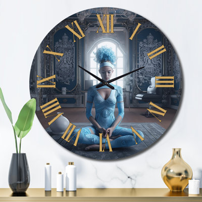 Horloge murale en métal Blue Yogini