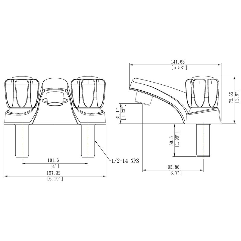 RV/Mobile Home Centerset Bathroom Faucet, Chrome
