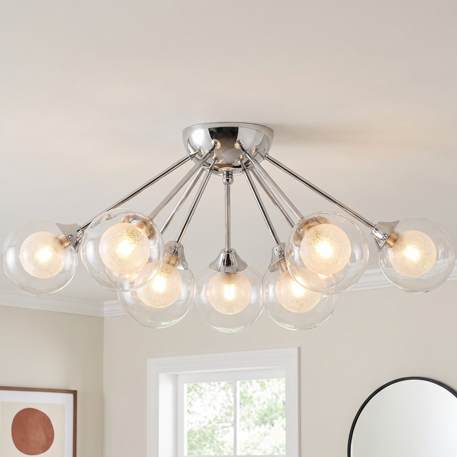 Optimist 9 Light Glass Semi Flush Mount