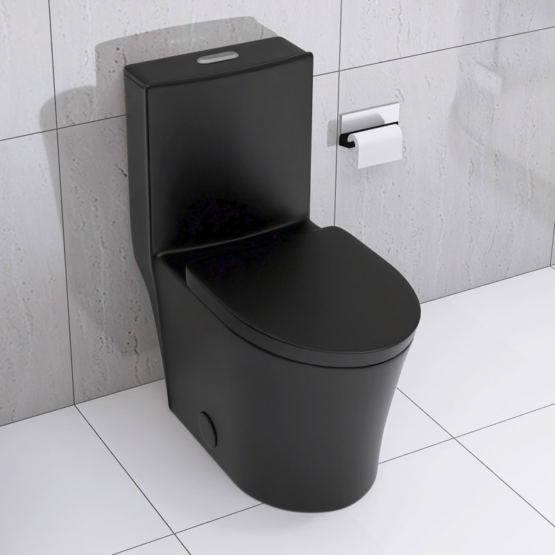 Toilette allongée une pièce à double chasse 1,1 / 1,6 GPF noir mat 1000g, noir mat