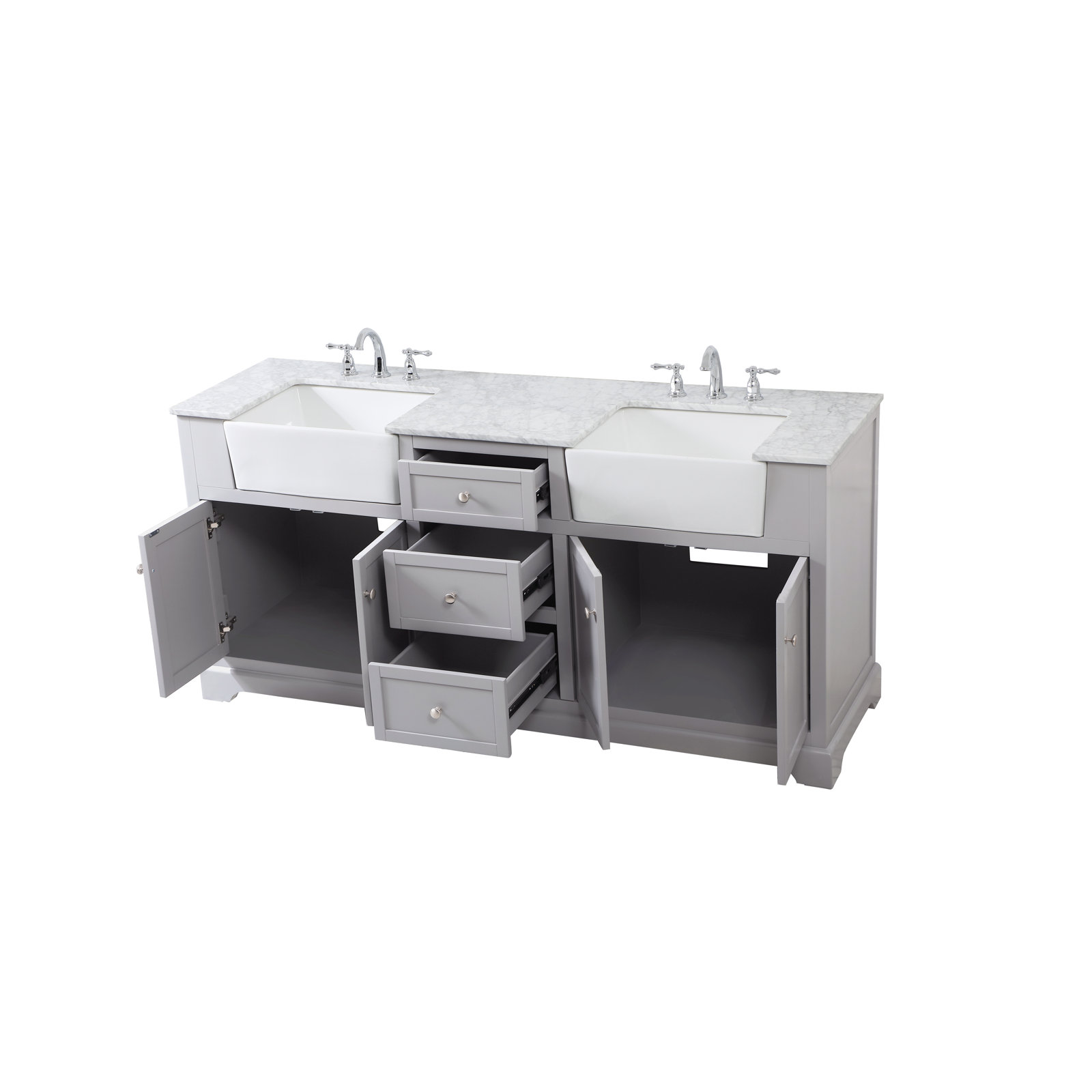 Pardue 72'' Double Bathroom Vanity, Gray