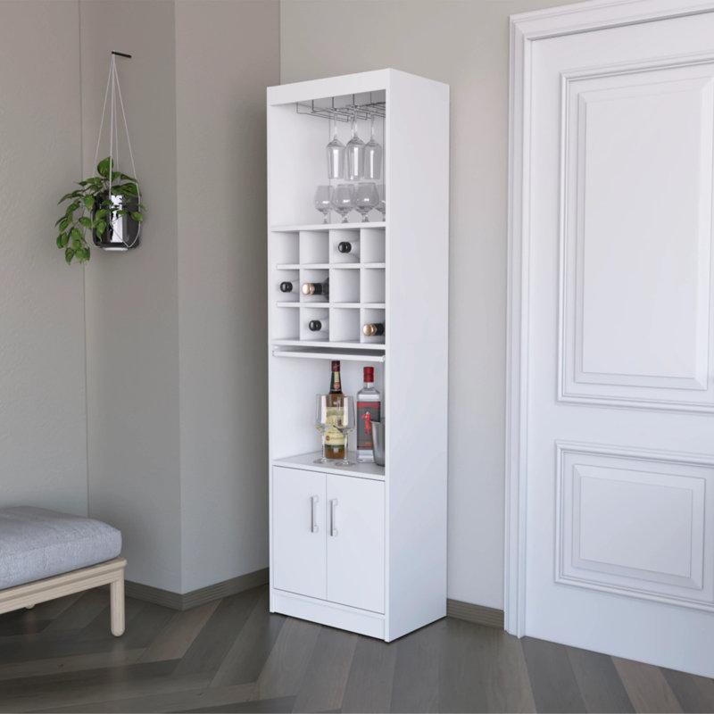 Bar avec rangement pour bouteilles de vin, Blanc