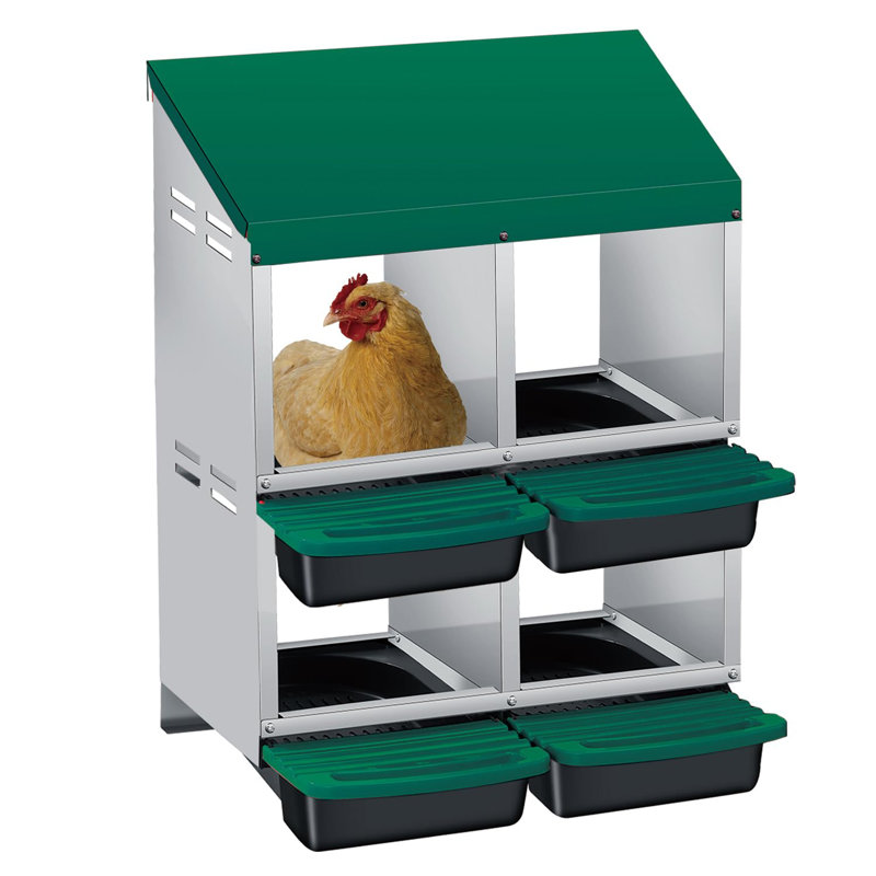 Nichoir à poules amovible à 4 compartiments avec plateaux coulissants, fixation murale, vert, Green