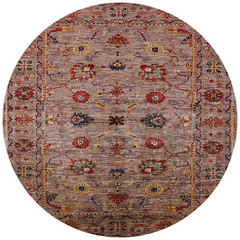 Tapis brun à motif oriental, Rond 3 pi