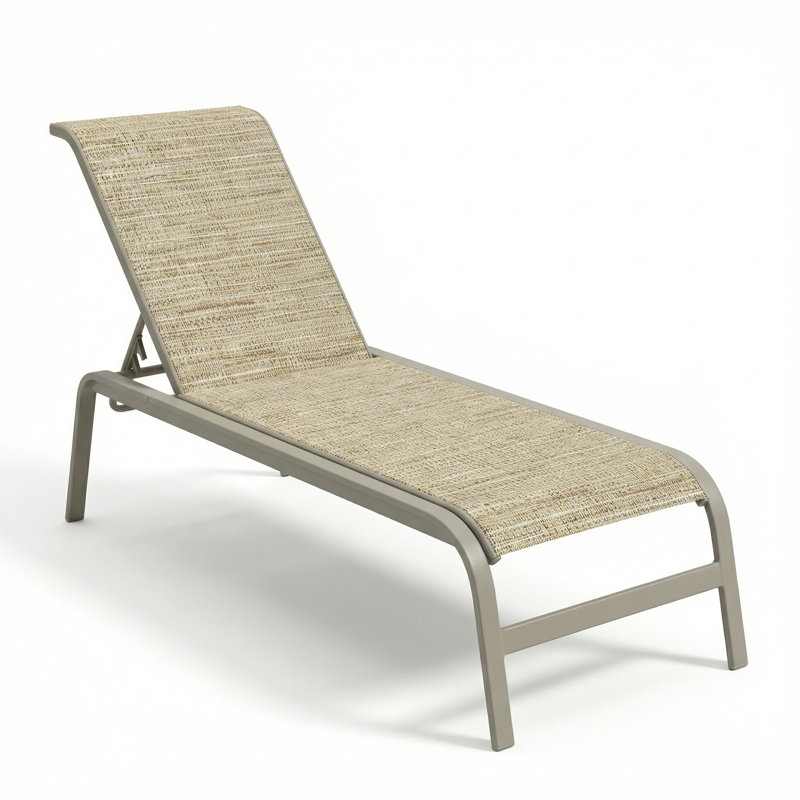 Windward Outdoor Anna Maria Chaise, Natural Sling/Matte Gray