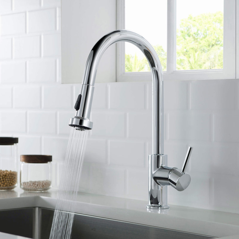 KIBI Casa Pull Down Kitchen Faucet, Chrome, With Soap Dispenser