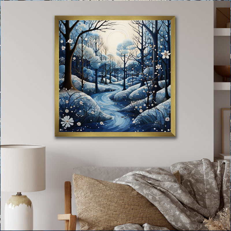 Snow Flowers Tree Embrace Pointillism II - Pointillism Canvas Print, H 36 po x l 36 po x P 1,5 po