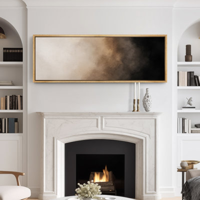 Grande impression sur toile encadrée, reproduction d'art abstrait neutre pour décoration murale moderne minimaliste