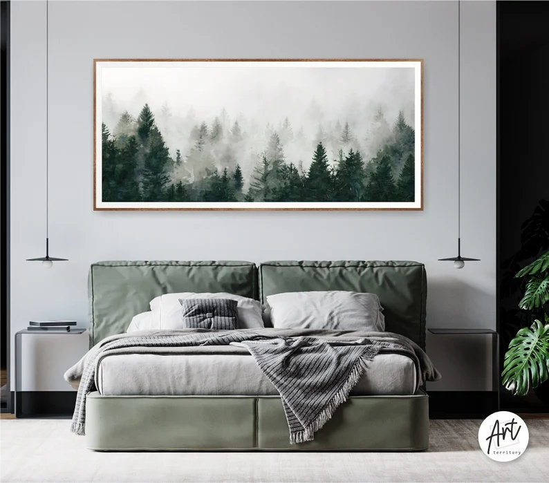 Mountain Wall Art, Forest Print, Panoramic Wall Art, 60" W x 30" H x 1.5" D, Wrapped Canvas