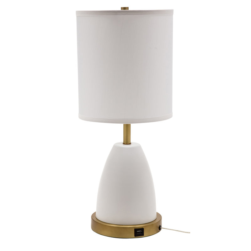 Rupert Table Lamp, White/Brass