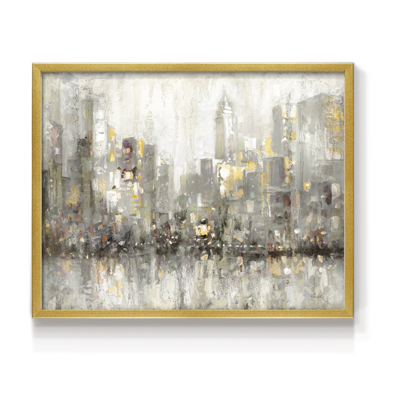 Cityscape - reproduction encadrée abstraite, H 22 po x l 28 po, Doré