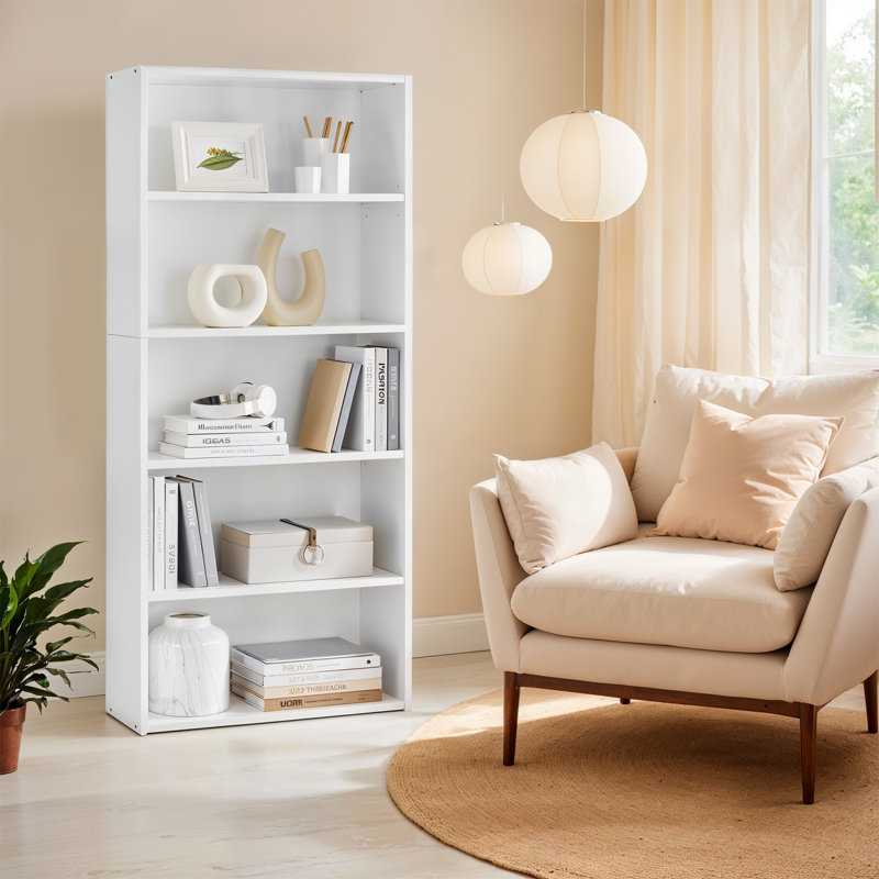 5-Tier Standard Bookcase, White