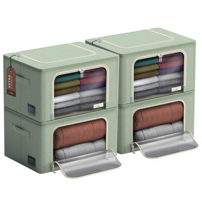 Large Storage Box Foldable with Window & Handles 4 Pack