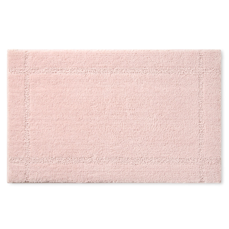TOWN & COUNTRY EVERYDAY Ultra Plush Solid Tufted Border Machine Washable Bath Mat 20"x32", Rosé