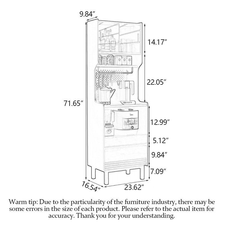 Simple Solid Wood Storage Food Cabinet, Brown