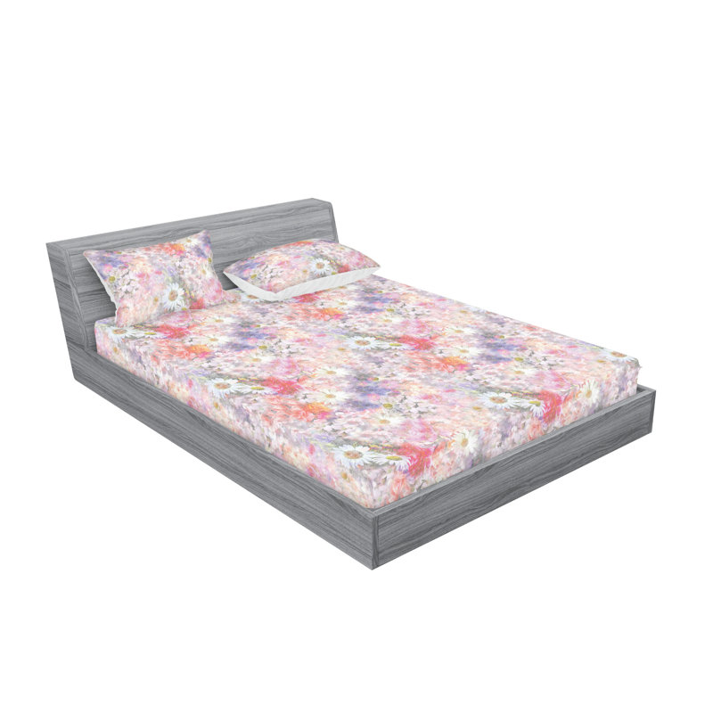 Drap-housse et taies décoratives 3 pièces Ambesonne, Mauve pâle, multicolore / floral
