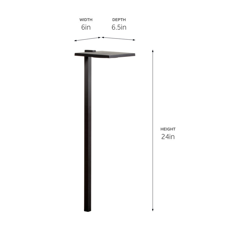 Éclairage de sentier intégré en métal noir mat à basse tension, H 24 po x l 6,5 po x P 6 po , 2700 K