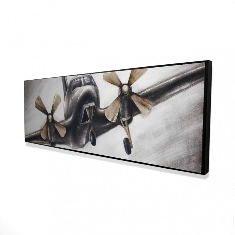 Avion rétro en vol, reproduction sur toile
