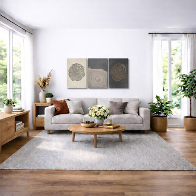 «Pastel Grey Wood Tree Ring», ensemble de 3 impressions neutres sur toile encadrées
