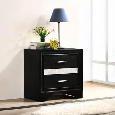 2 tables de chevet noires pour la chambre à coucher - Doublé de feutre et espace caché avec 2 tiroirs et un compartiment de rangement secret