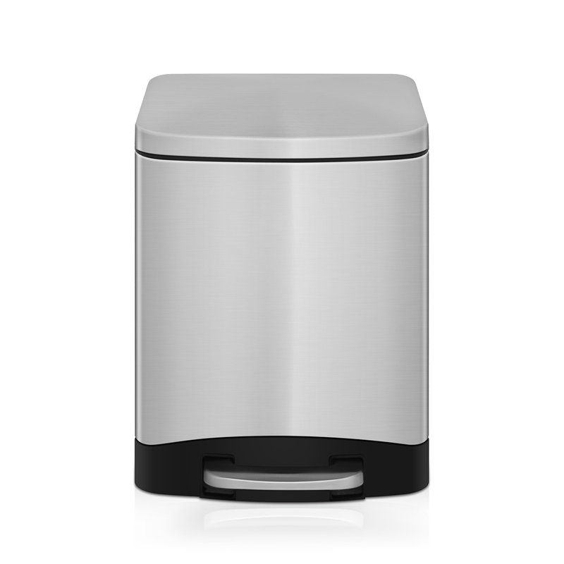 1.6 Gallon Brushed Stainless Steel Rectangular Step-On Trash Can