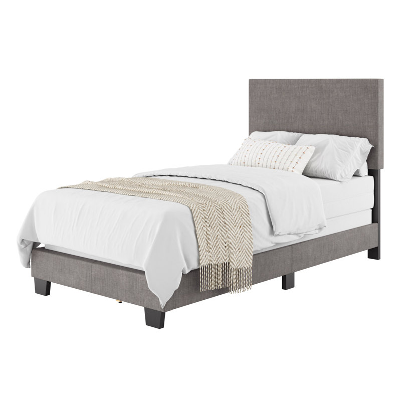 Lit tapissier Arlea, Simple, Polyester gris foncé