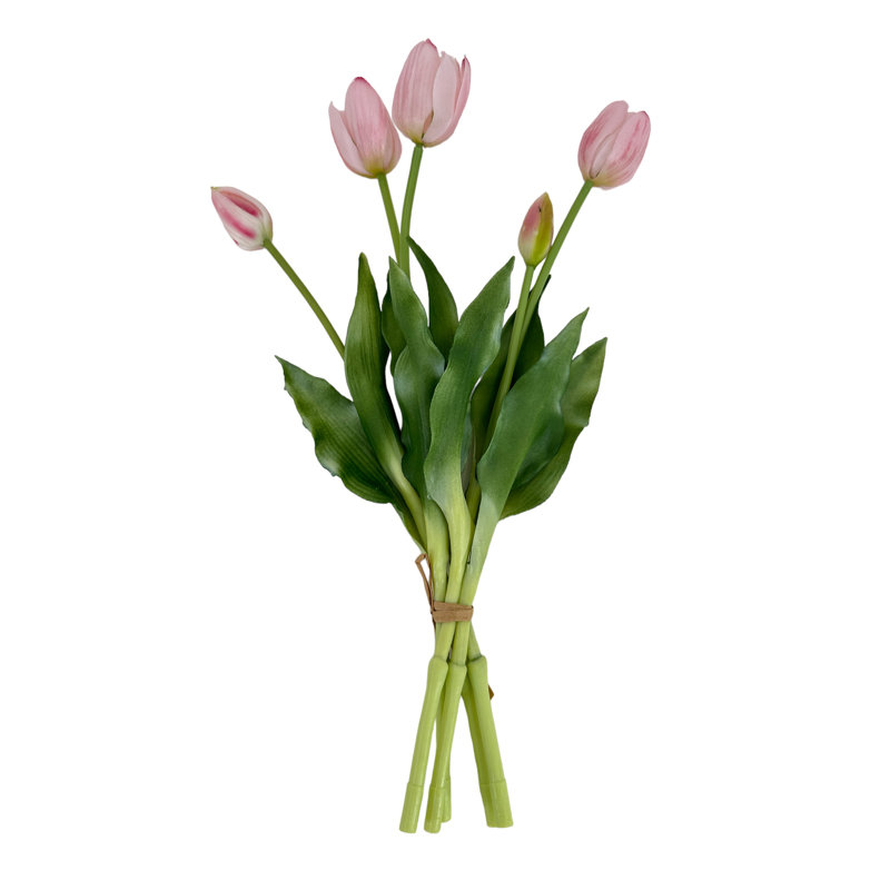5 vraies tulipes artificielles, Rose pastel
