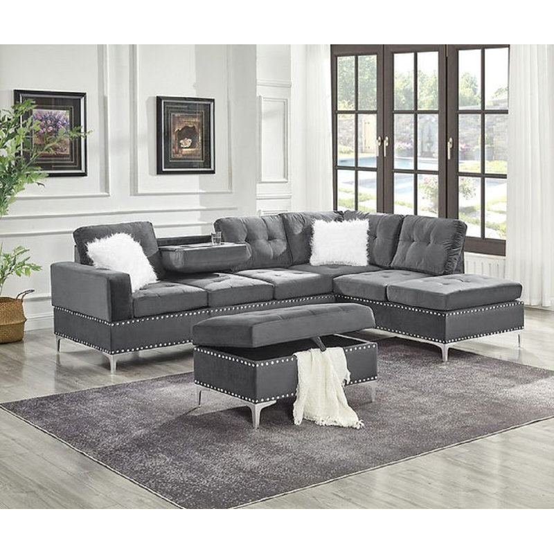Canapé modulaire 2 pièces Naiden, Gris